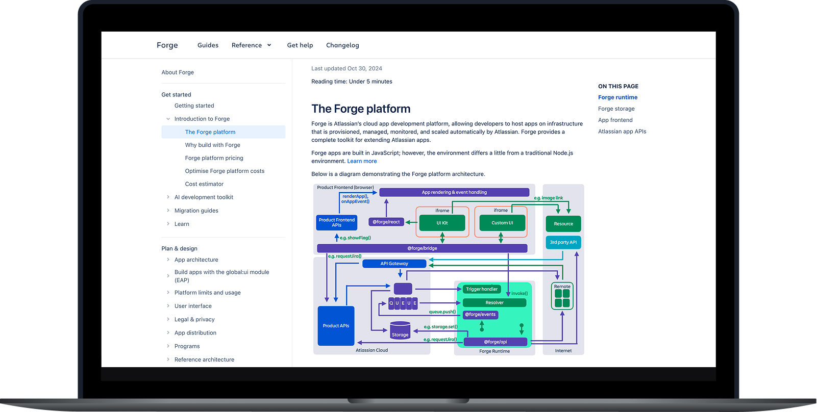 Consolidated Forge documentation shown inside a laptop frame