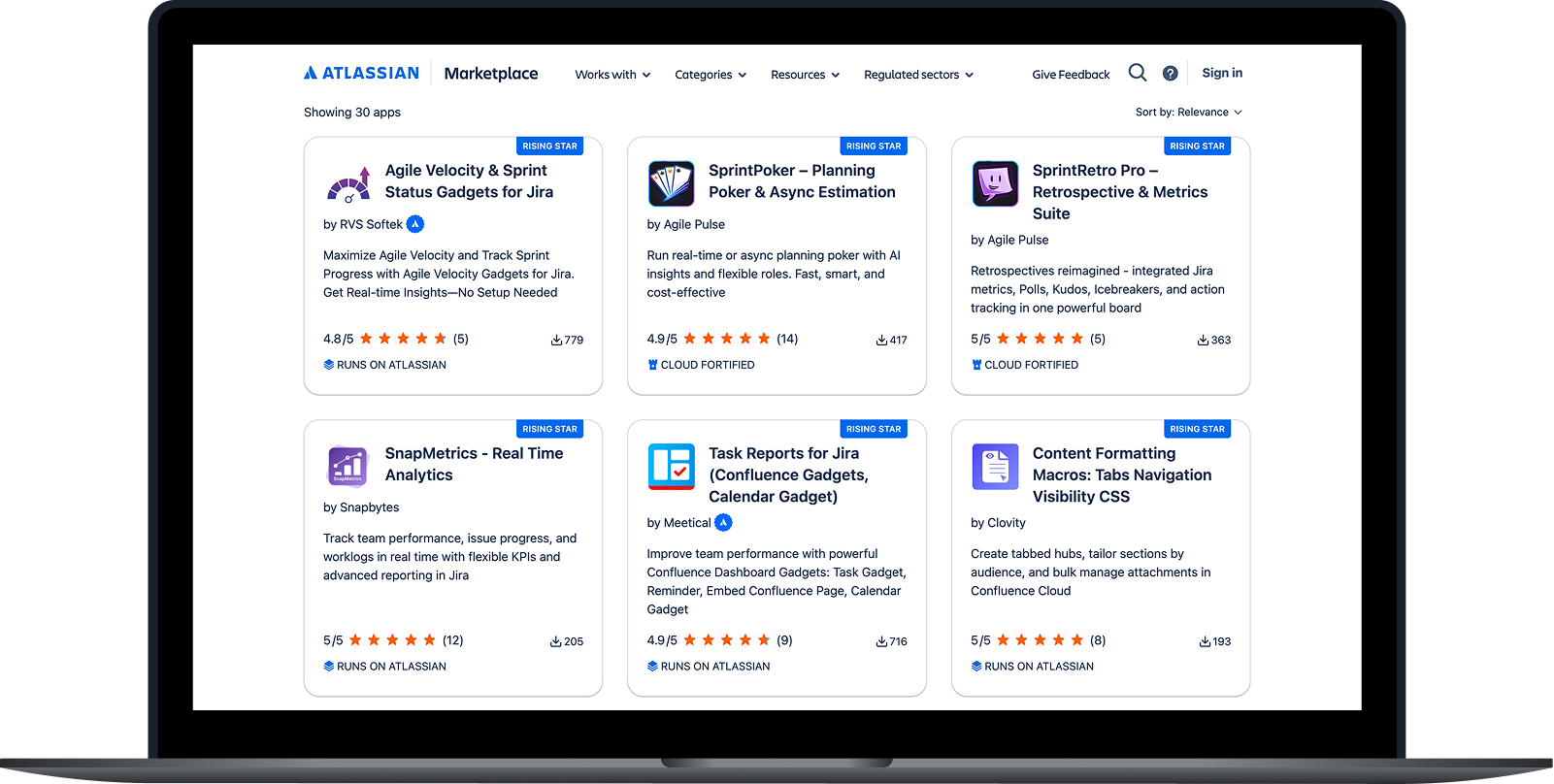 Atlassian Marketplace showing apps built with Forge